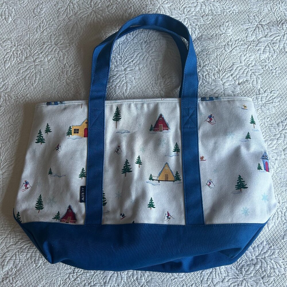 JCREW Winter scene large tote bag